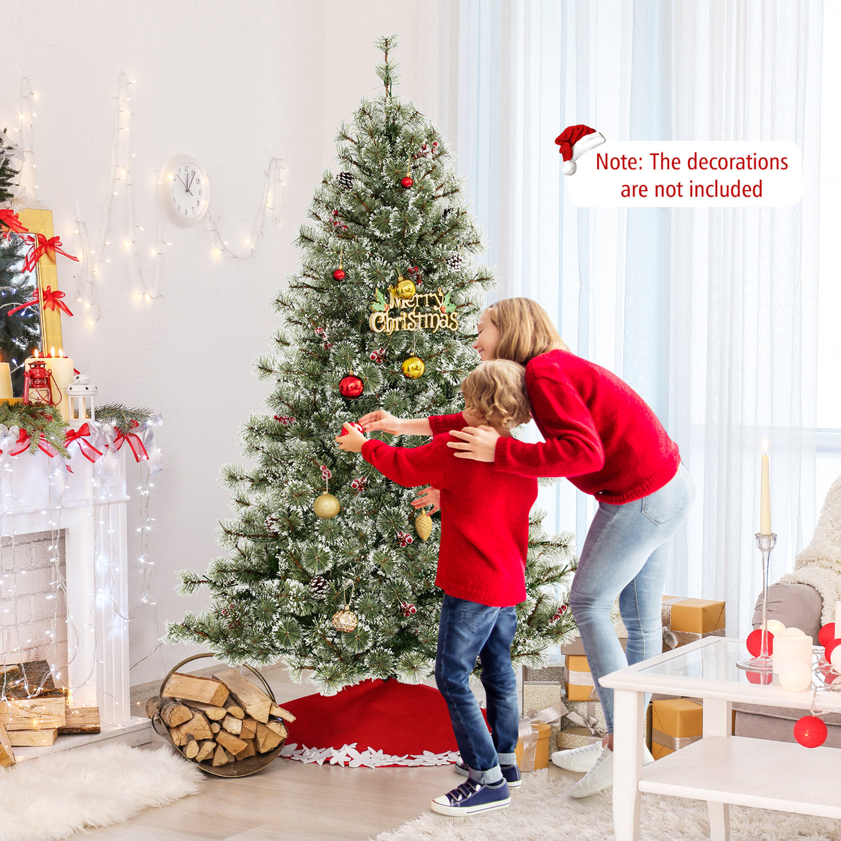 6/7.5/9 FT Artificial Christmas Tree Pre-Lit Hinged Holiday Tree with 360 ° Quick Power Connector-6 ft