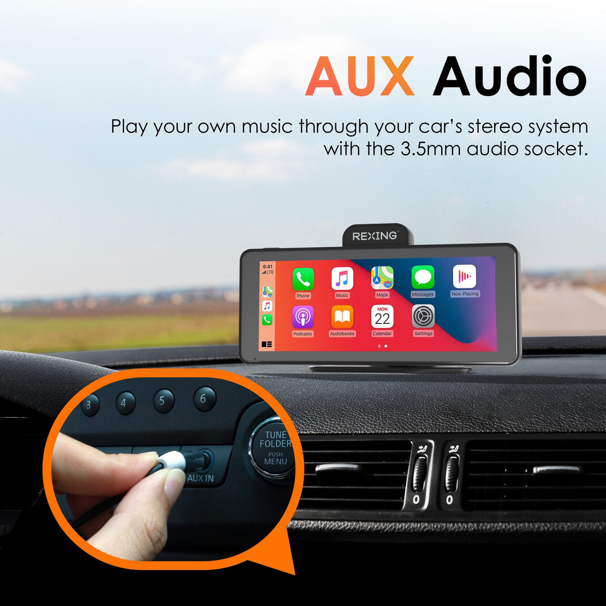 Rexing CP DUO 686 Wireless Apple CarPlay & Android Auto Display with 4K Dash Cam (Open Box)