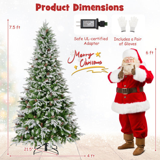 6/7.5/9 FT Pre-Lit Artificial Christmas Tree with 765/1135/1871 Tips and 280/470/690 Warm-White LED Lights-M