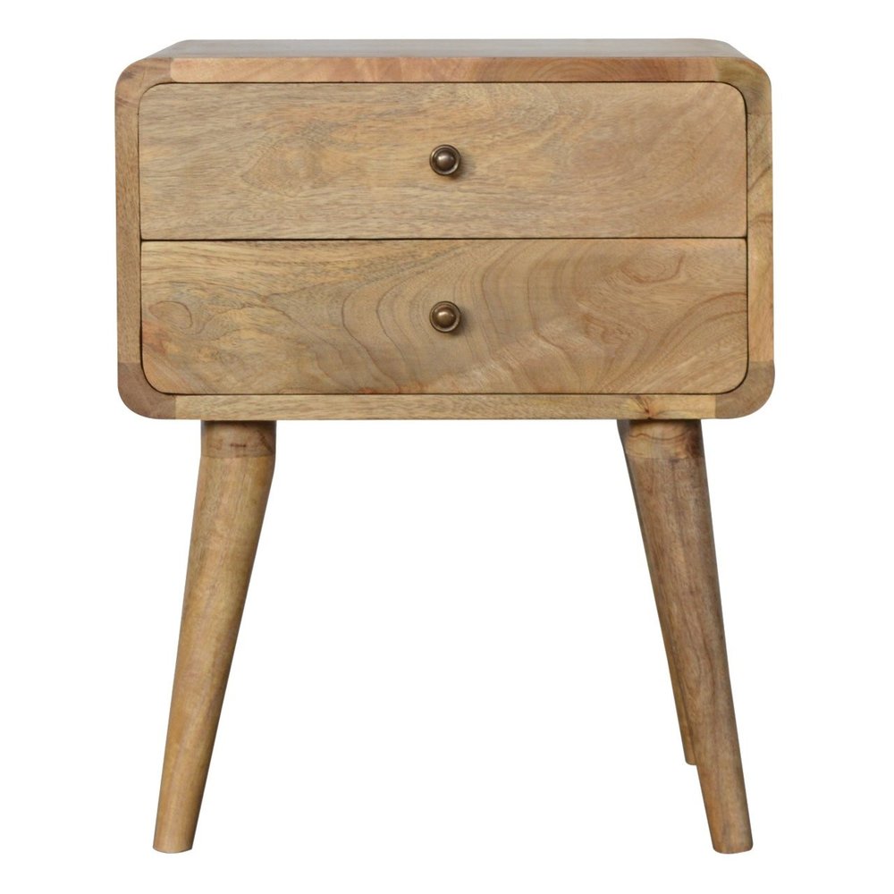 22" Brown Solid Wood Two Drawer Nightstand