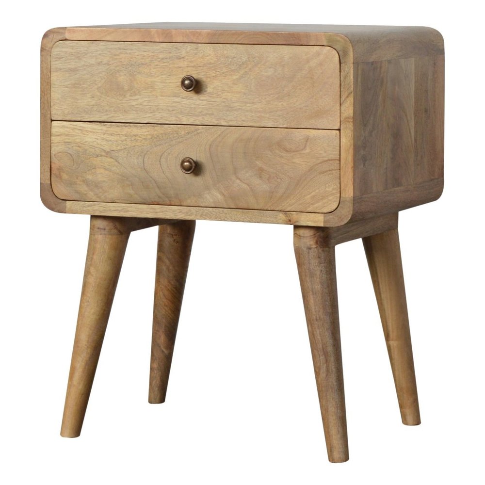 22" Brown Solid Wood Two Drawer Nightstand