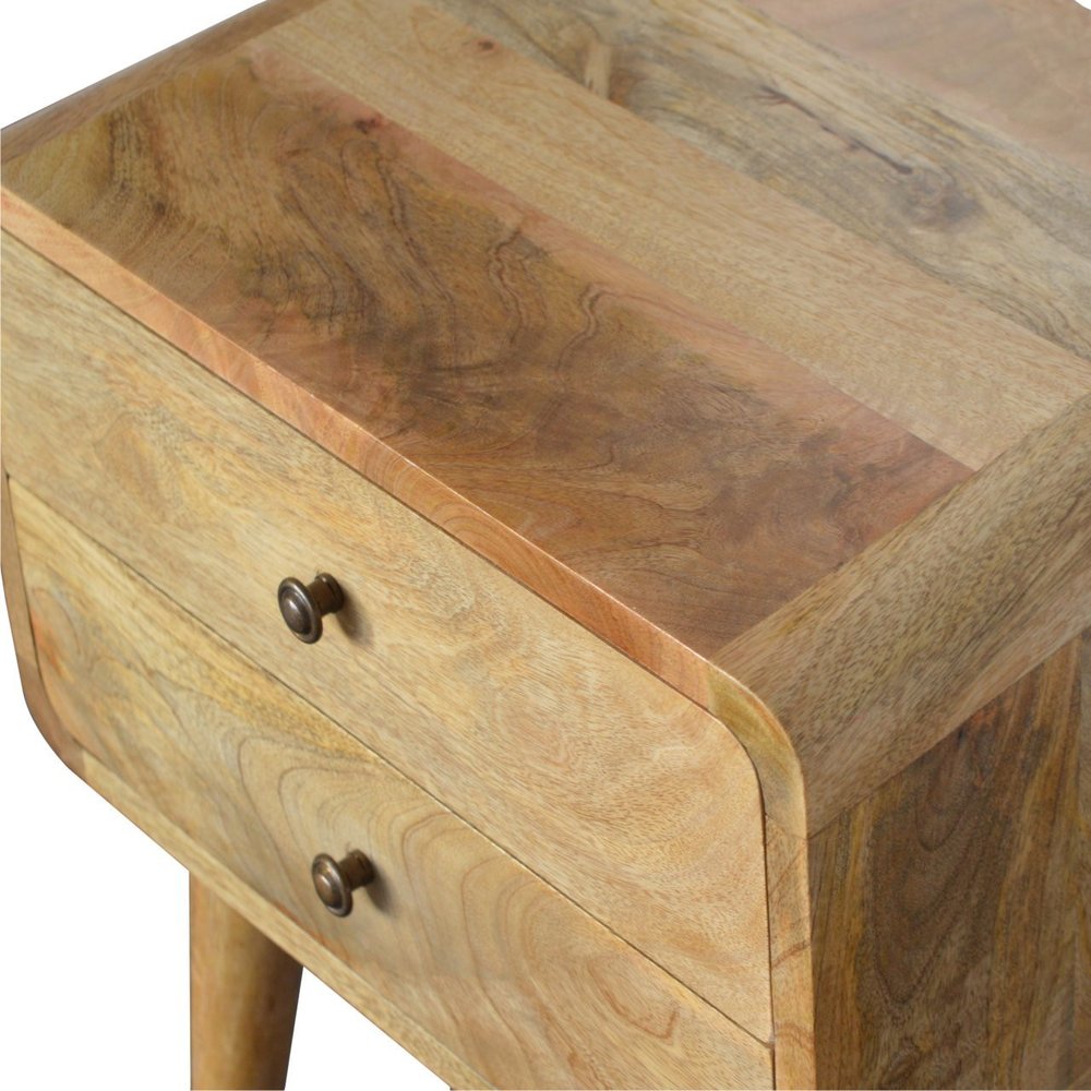 22" Brown Solid Wood Two Drawer Nightstand