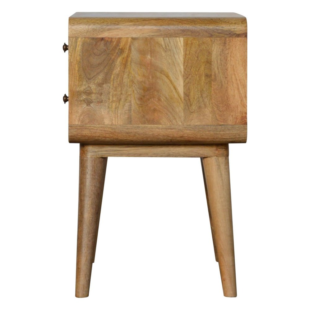 22" Brown Solid Wood Two Drawer Nightstand