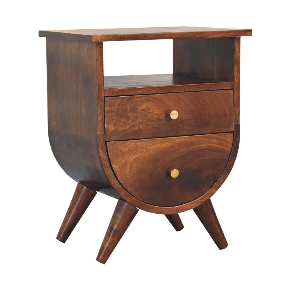 21" Brown Solid Wood Two Drawer Nightstand
