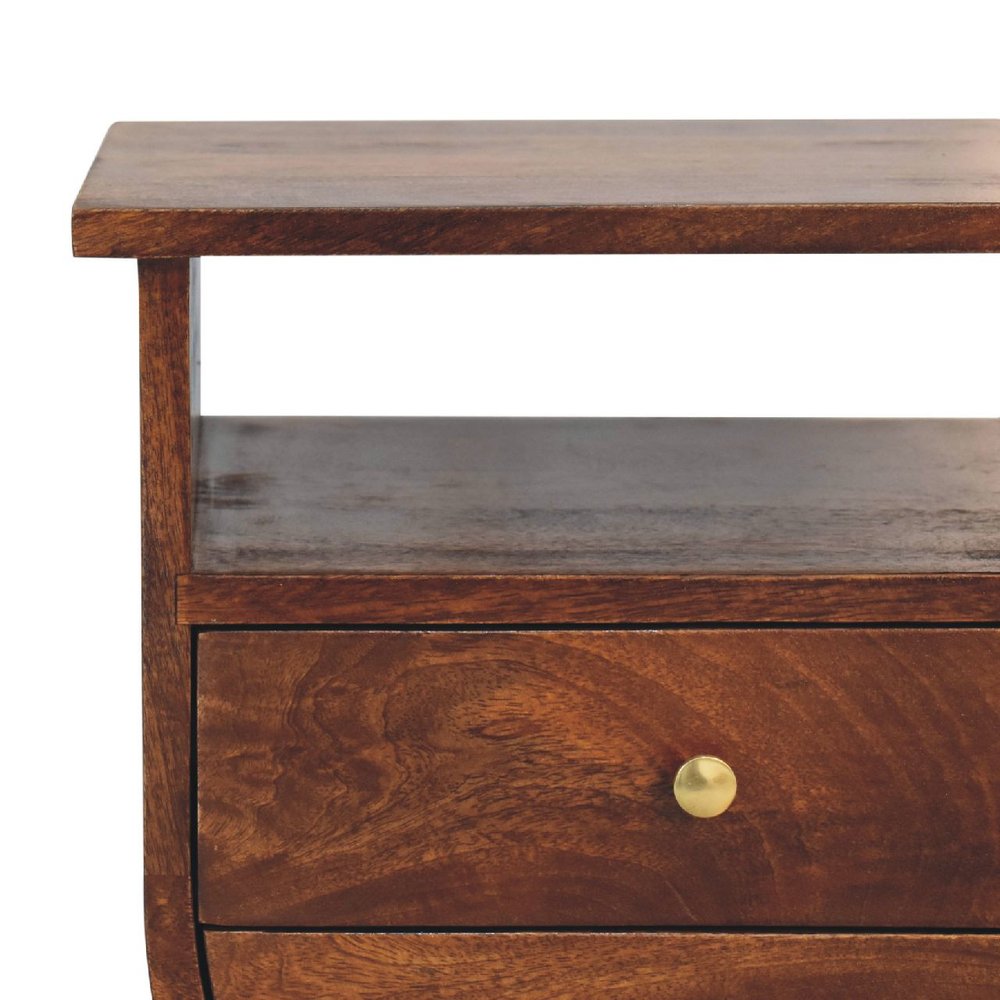 21" Brown Solid Wood Two Drawer Nightstand