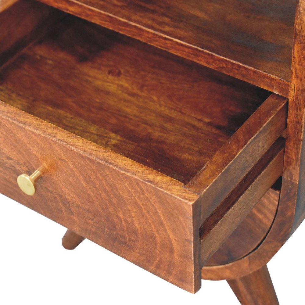 21" Brown Solid Wood Two Drawer Nightstand
