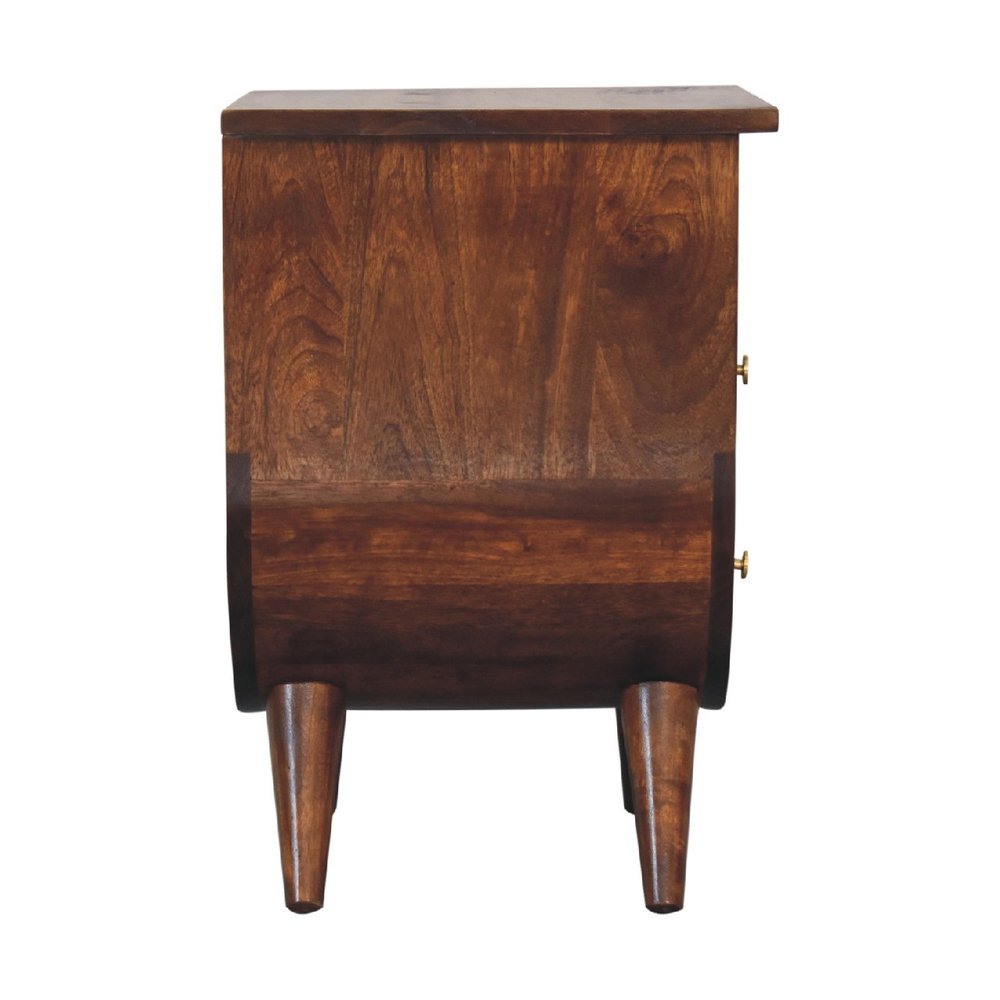 21" Brown Solid Wood Two Drawer Nightstand