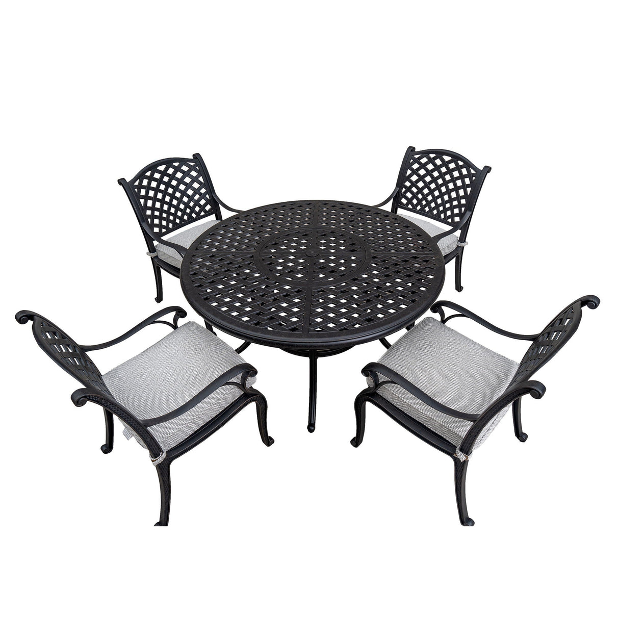 Stylish Outdoor 5 Piece Aluminum Dining Set With Cushion (4 Arm Chairs And Table) - Sandstorm by Couch.com