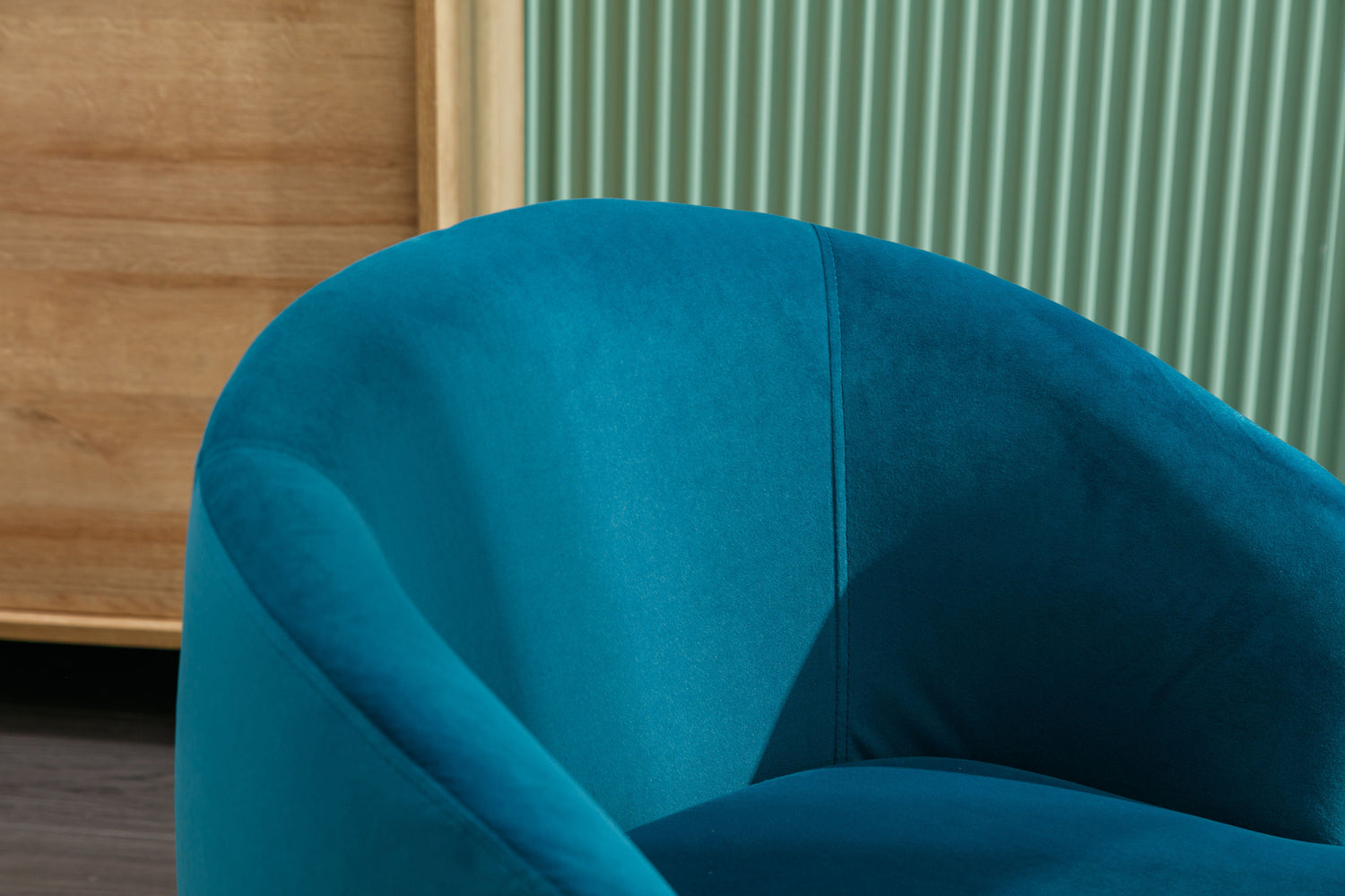 Velvet Fabric Swivel Accent Armchair Barrel Chair With Powder Coating Metal Ring by Couch.com