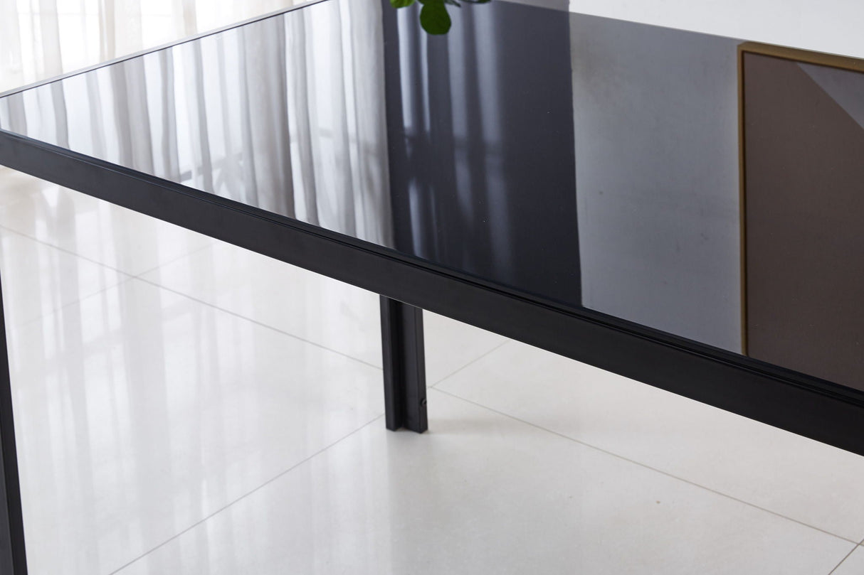 Dining Table With Metal Leg And Glass, Modern Space Saving Kitchen Table For Living Room Glass Table, Dining Table, Kitchen Table, Coffee Table - Black by Couch.com