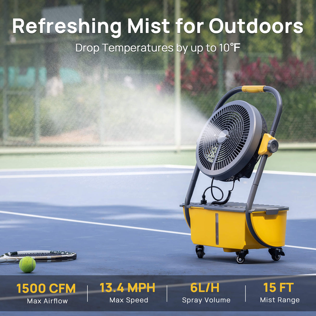 AirSupply MS12 Portable Mist Fan, 11L Tank & Up to 50H Runtime