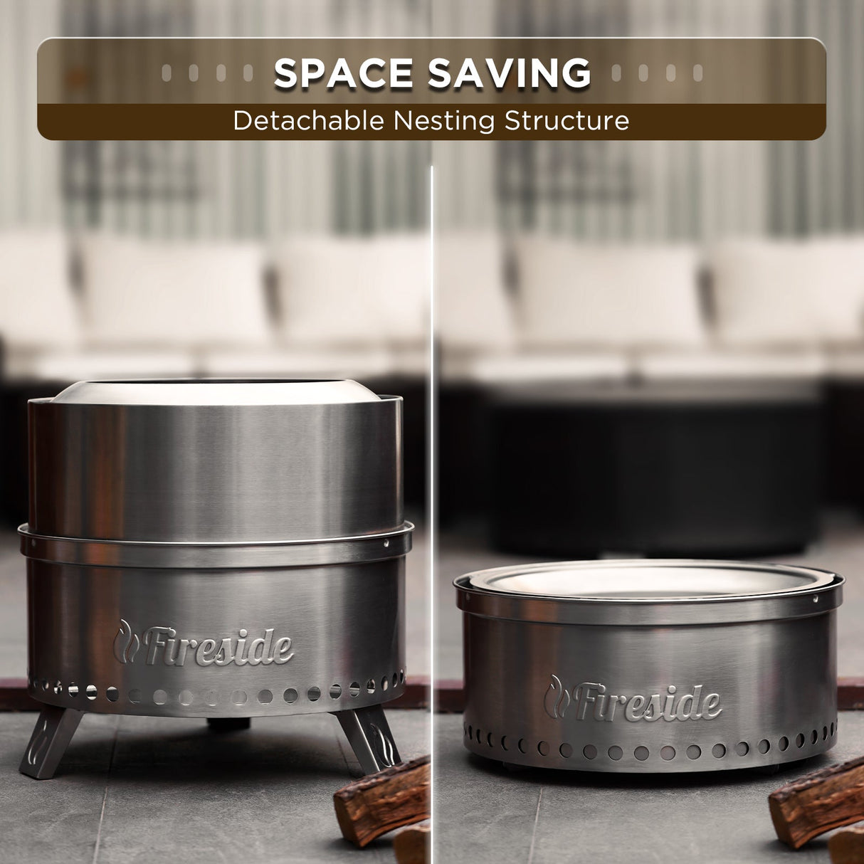 Pluto R19-SS Smokeless Outdoor Fire Pit - Stainless Steel