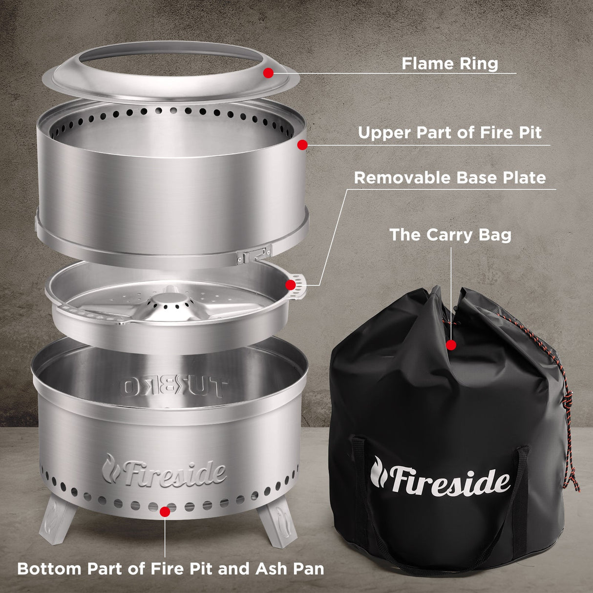 Pluto R19-SS Smokeless Outdoor Fire Pit - Stainless Steel