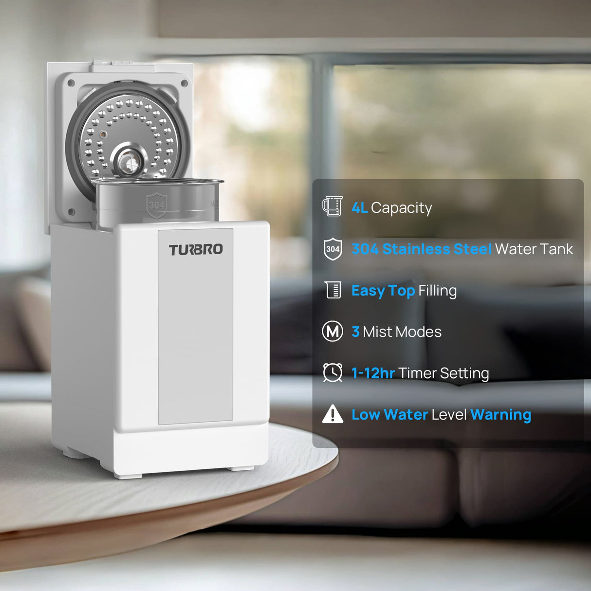 Greenland GLS04 Steam Warm Mist Humidifier, Stainless Steel 4L (1 Gal)