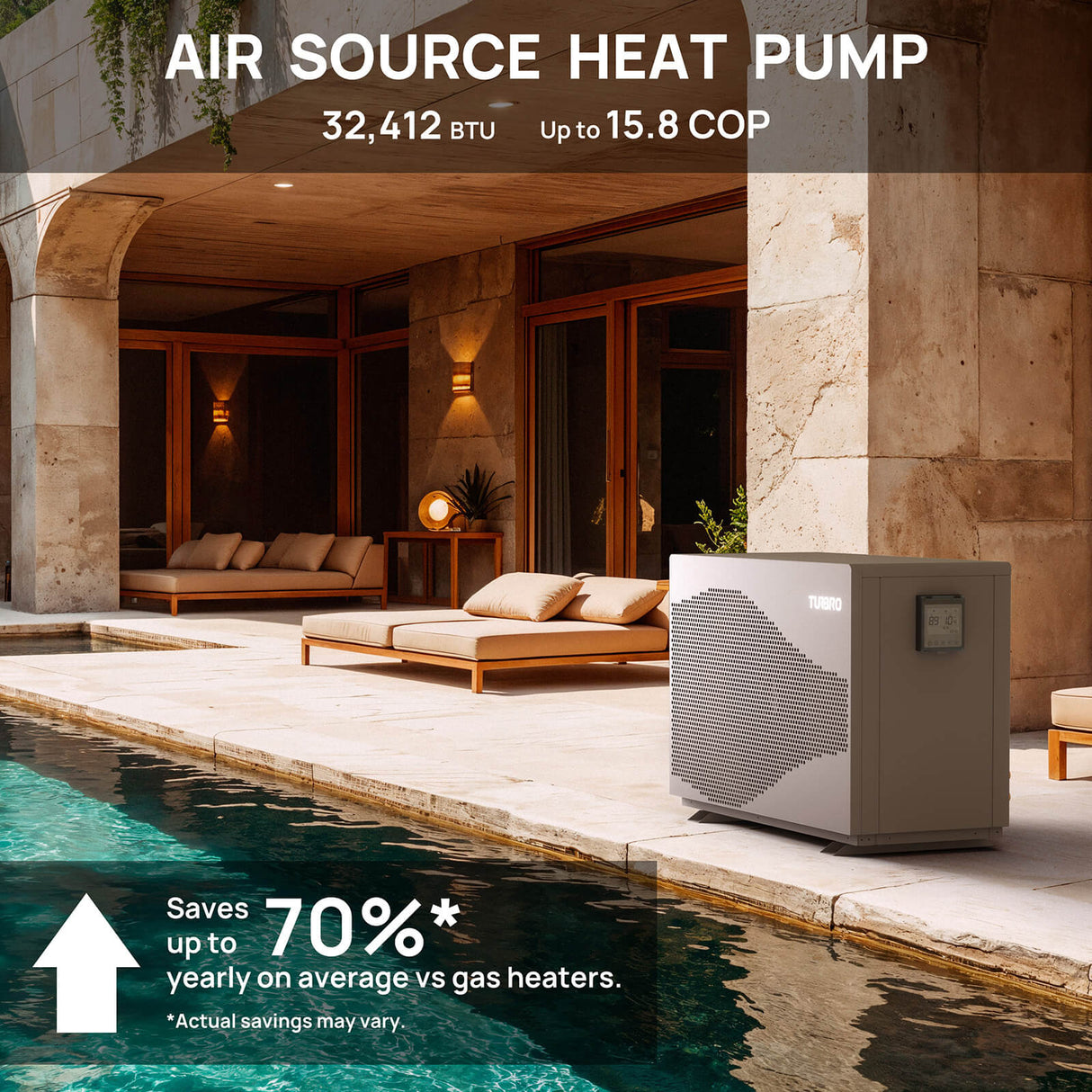 Beluga Inverter Swimming Pool Heat Pump, 33K/50K/58K/75K BTU