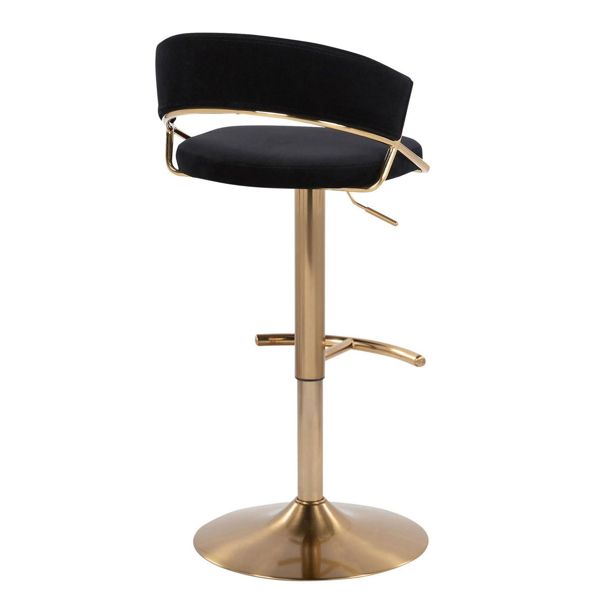 Jie - Contemporary Adjustable Barstool With Swivel With Rounded T Footrest (Set of 2) by Couch.com