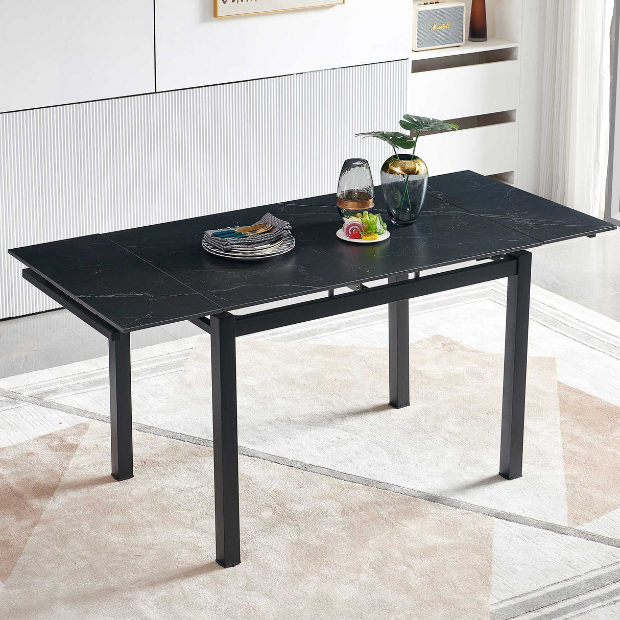 Ceramic Modern Rectangular Expandable Dining Room Table For Space-Saving Kitchen Small Space Table by Couch.com