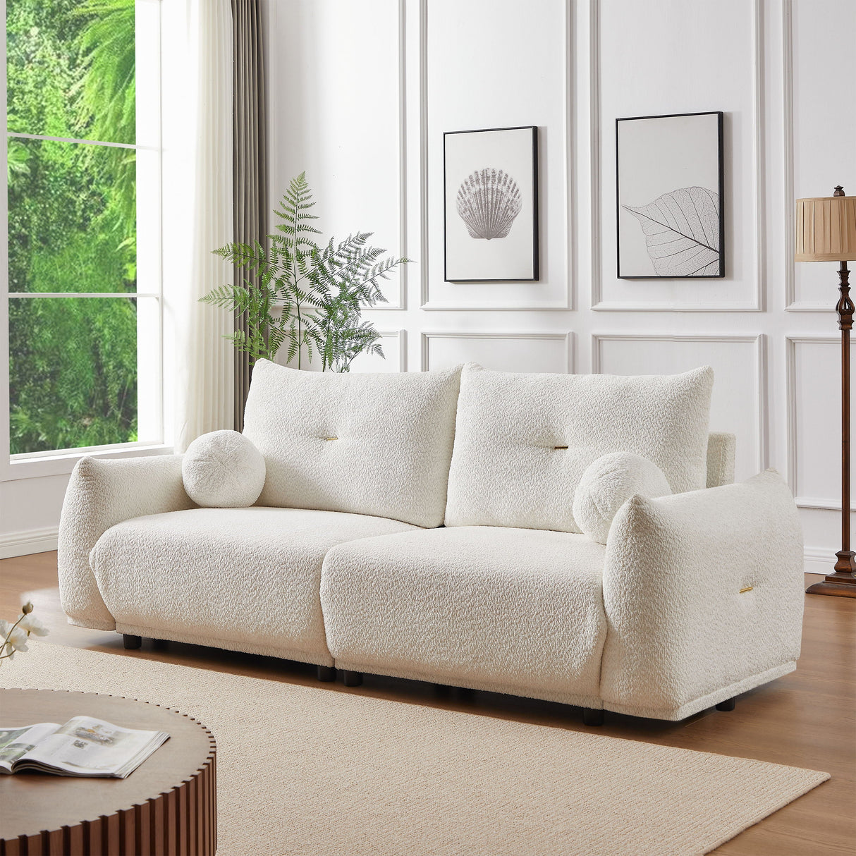 2 Seater Cushion Sofa With 2 Cushions And 2 Ball Pillows by Couch.com