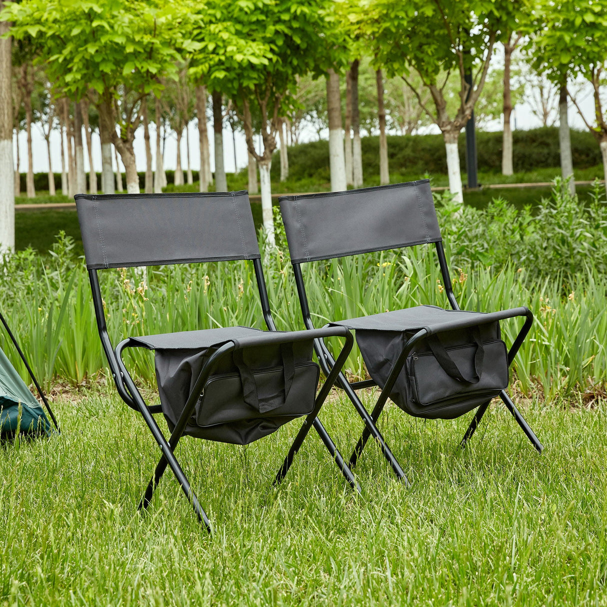 Folding Outdoor Chairs With Storage Bag, Portable Chair For Indoor, Outdoor Camping, Picnics And Fishing (Set of 2) by Couch.com