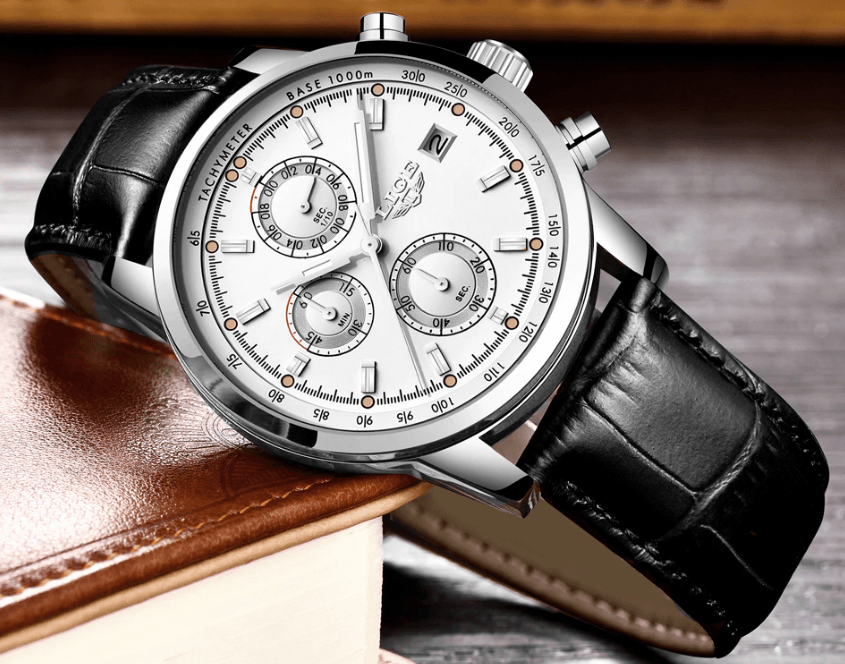 Men's Waterproof Watch With Chronometers Date Display And Fluorescent Pointers Excellent Look Perfect Gift