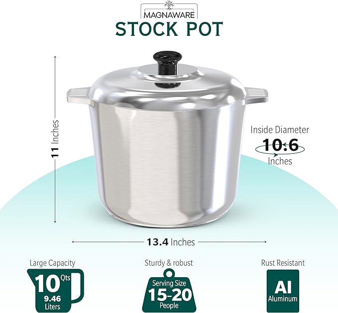 Stock Pot with Lid 10 Quarts