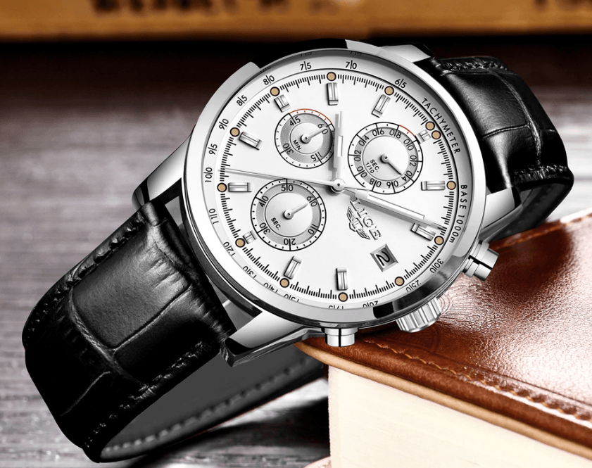 Men's Waterproof Watch With Chronometers Date Display And Fluorescent Pointers Excellent Look Perfect Gift