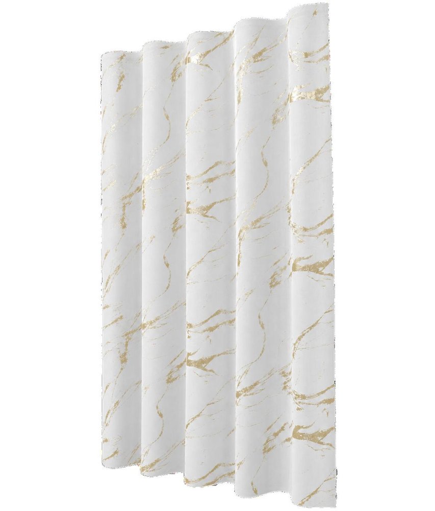 72" White And Gold Abstract Shower Curtain