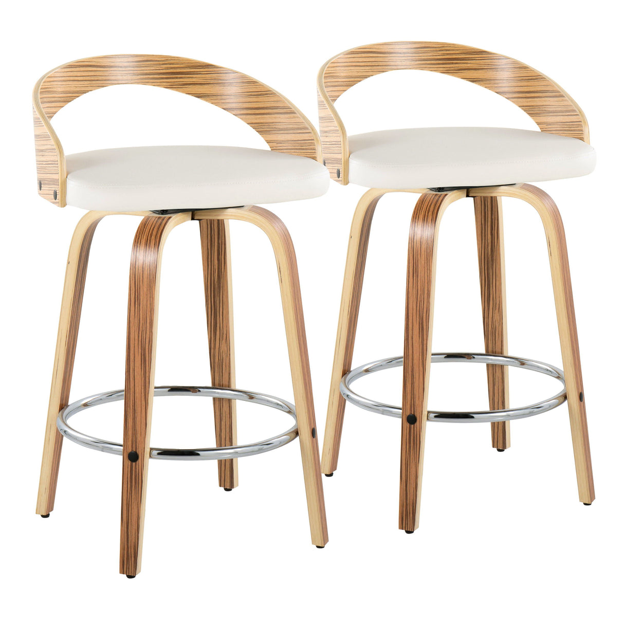 Grotto - Mid Century Modern Fixed Height Counter Stool With Swivel With Round Footrest (Set of 2) by Couch.com