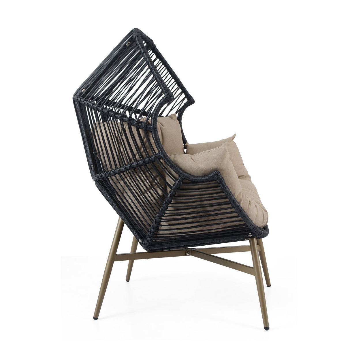 Cori - Outdoor Patio Egg Chair, With Cushion - Black / Khaki by Couch.com