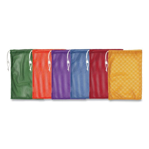 Champion Sports Heavy-Duty Mesh Bag, 12" x 18", Gold, Green, Orange, Purple, Royal Blue, Scarlet Red, 6/Set (MB18SET)