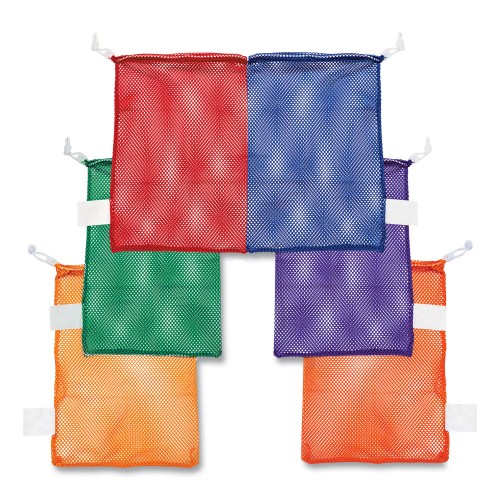 Champion Sports Heavy-Duty Mesh Bag, 12" x 18", Gold, Green, Orange, Purple, Royal Blue, Scarlet Red, 6/Set (MB18SET)