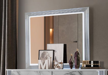 Moon - Marble Mirror With LED - White by Couch.com