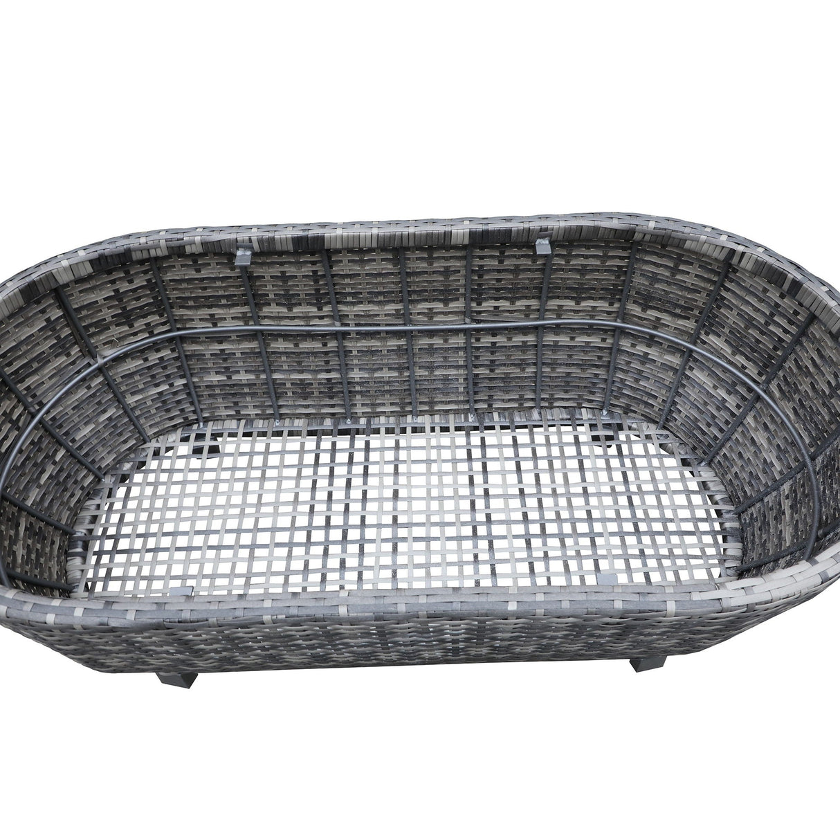 Modern Outdoor Wicker Oval Coffee Table With Storage - Black Tourmaline by Couch.com