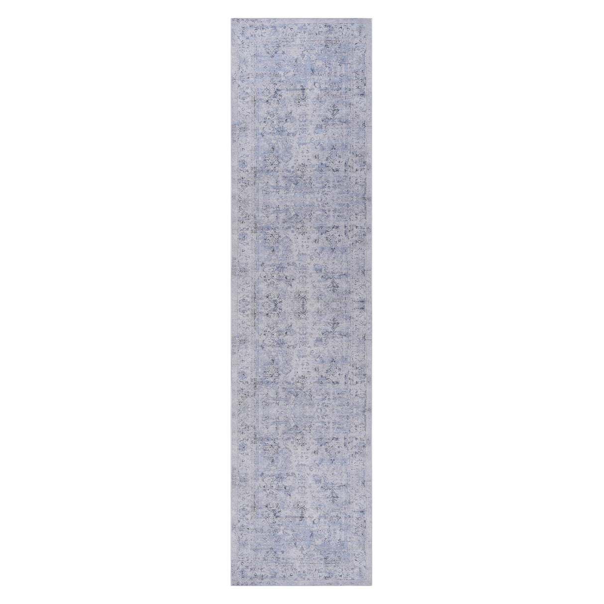 Maval - 2'6'' X 10' Washable Runner Rug - Blue / Cream by Couch.com