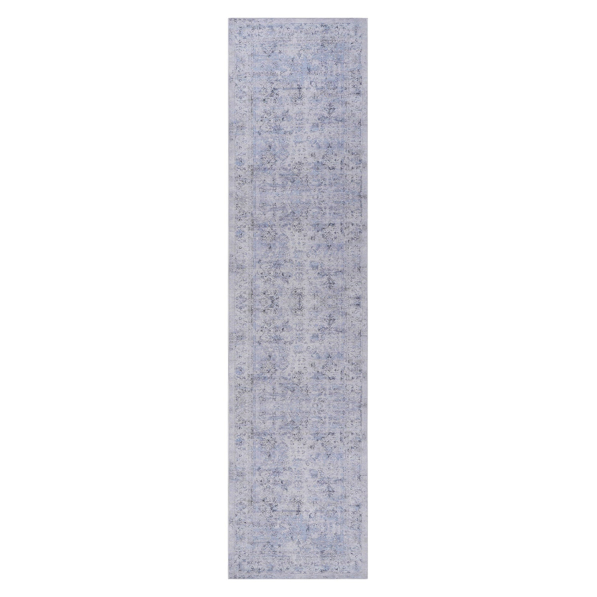 Maval - 2'6'' X 10' Washable Runner Rug - Blue / Cream by Couch.com