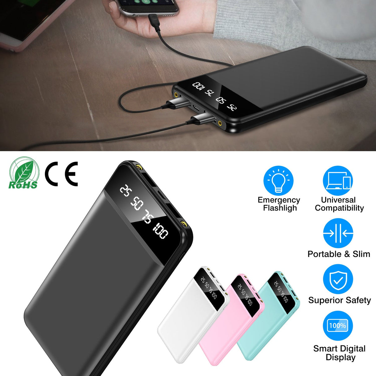 10,000mAh Portable Power Bank by DirectDeals