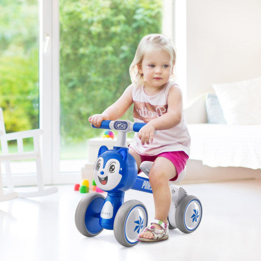 Baby Balance Bike No Pedal Lightweight Infant 4 Wheels Baby Bicycle-Blue
