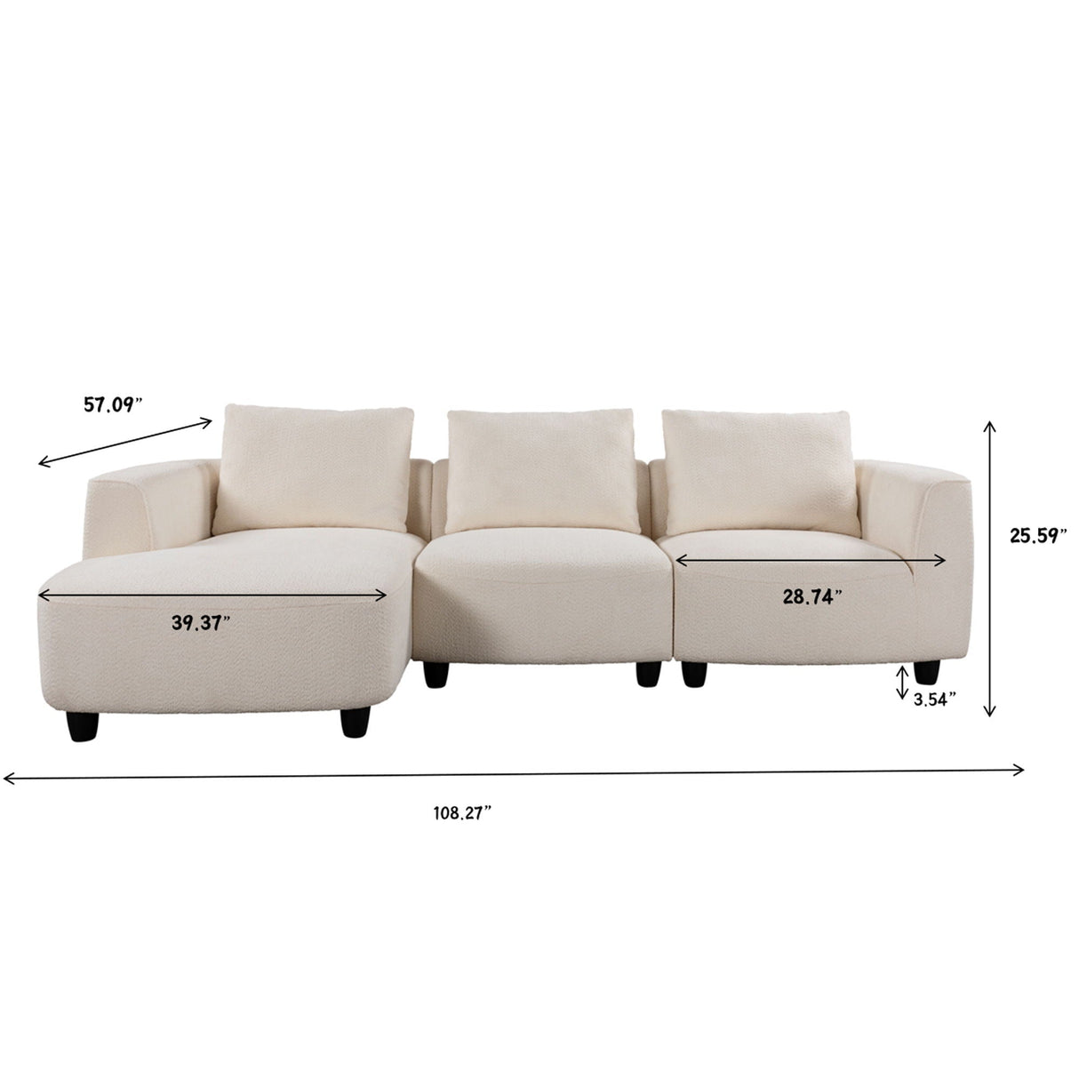 Mid-Century Modern 3 Seater Sofa With Recliner by Couch.com