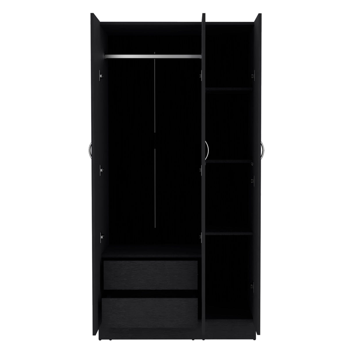 Wardrobe Armoire With 3 Doors And 2 Inner Drawers, 3 Doors - Black by Couch.com