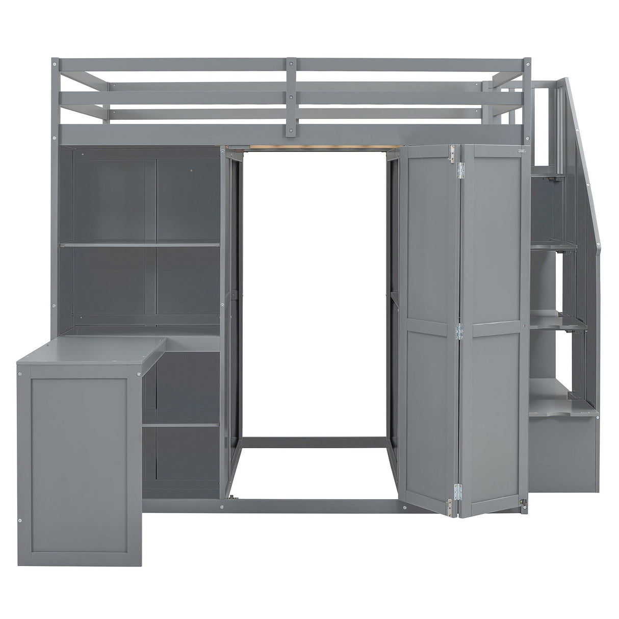 Loft Bed With Wardrobe, Desk And Shelves by Couch.com