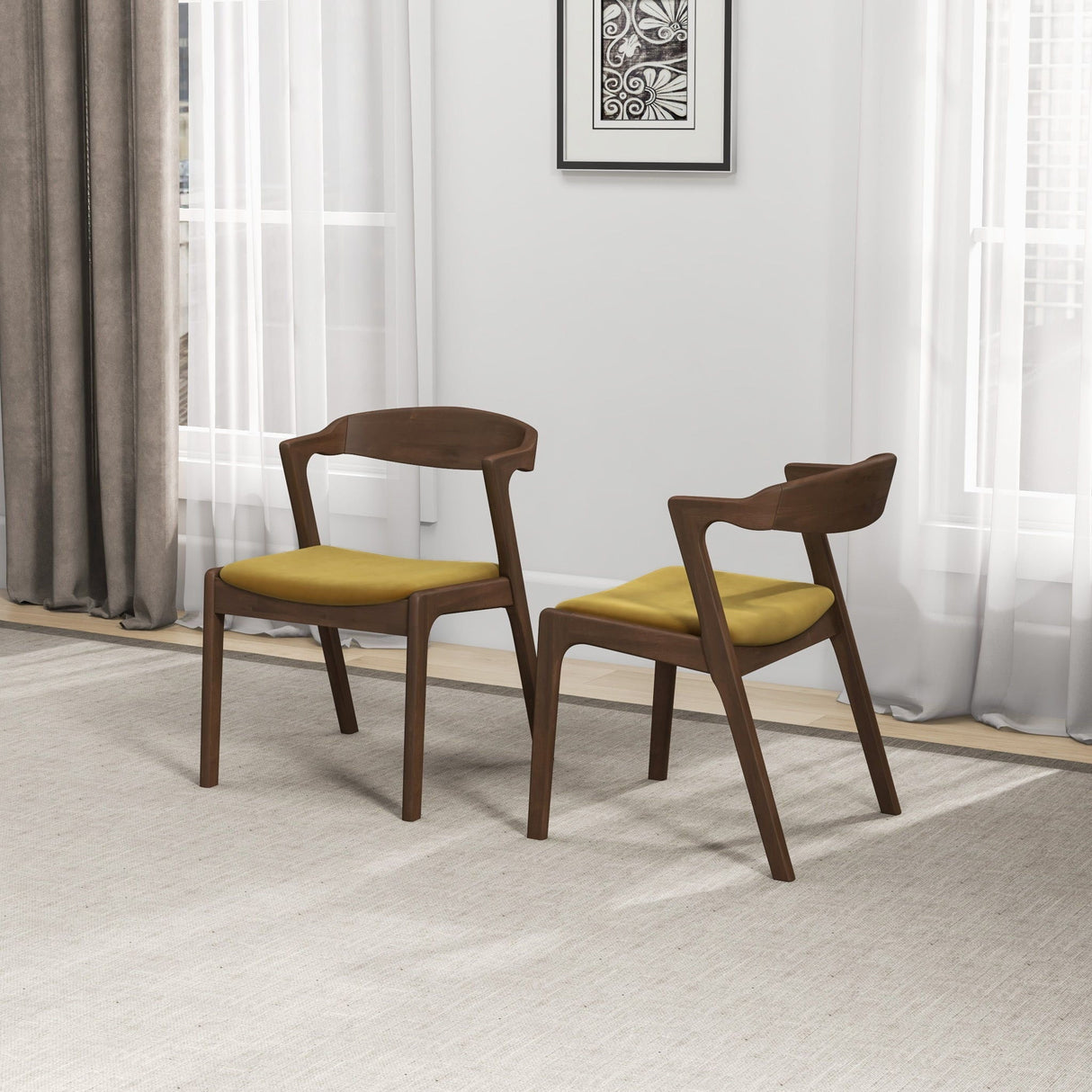 Dakota - Mid-Century Modern Velvet Dining Chair (Set of 2) by Couch.com