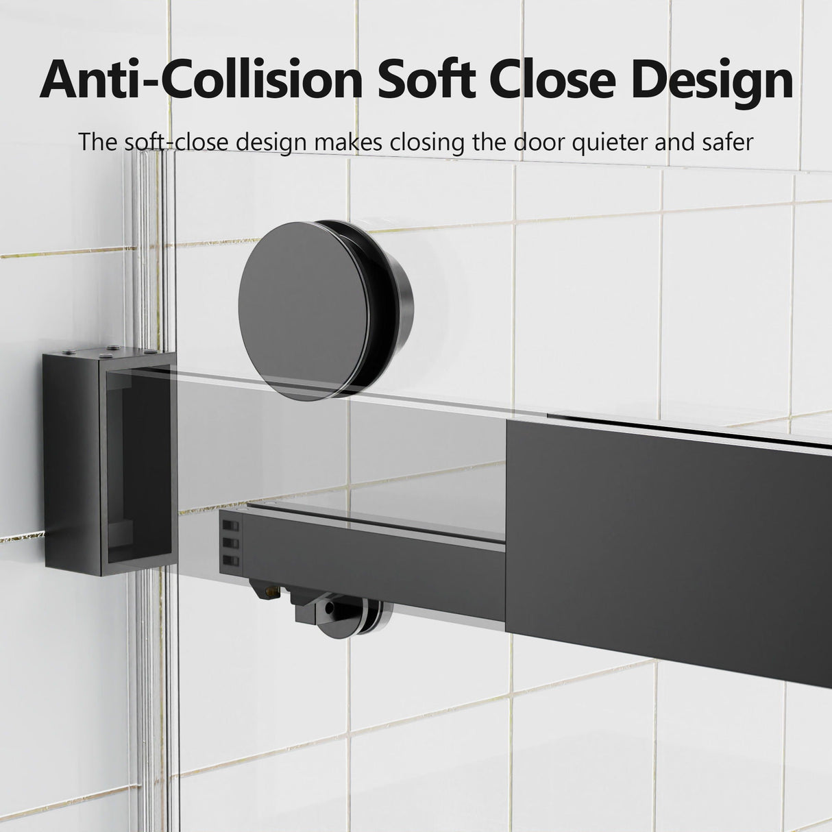 Couch.com Frameless Double Sliding Soft-Close Shower Door In Matte, 3 / 8" (10Mm) Thick SGCC Tempered Glass Door Black, Easy to Clean, Glass Construction, Black Finish by Couch.com