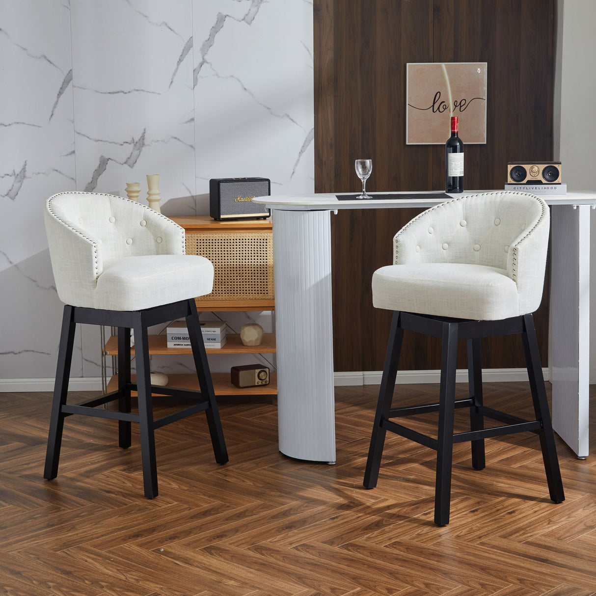 360 Degree Rotation Swivel Counter Stools (Set of 2)