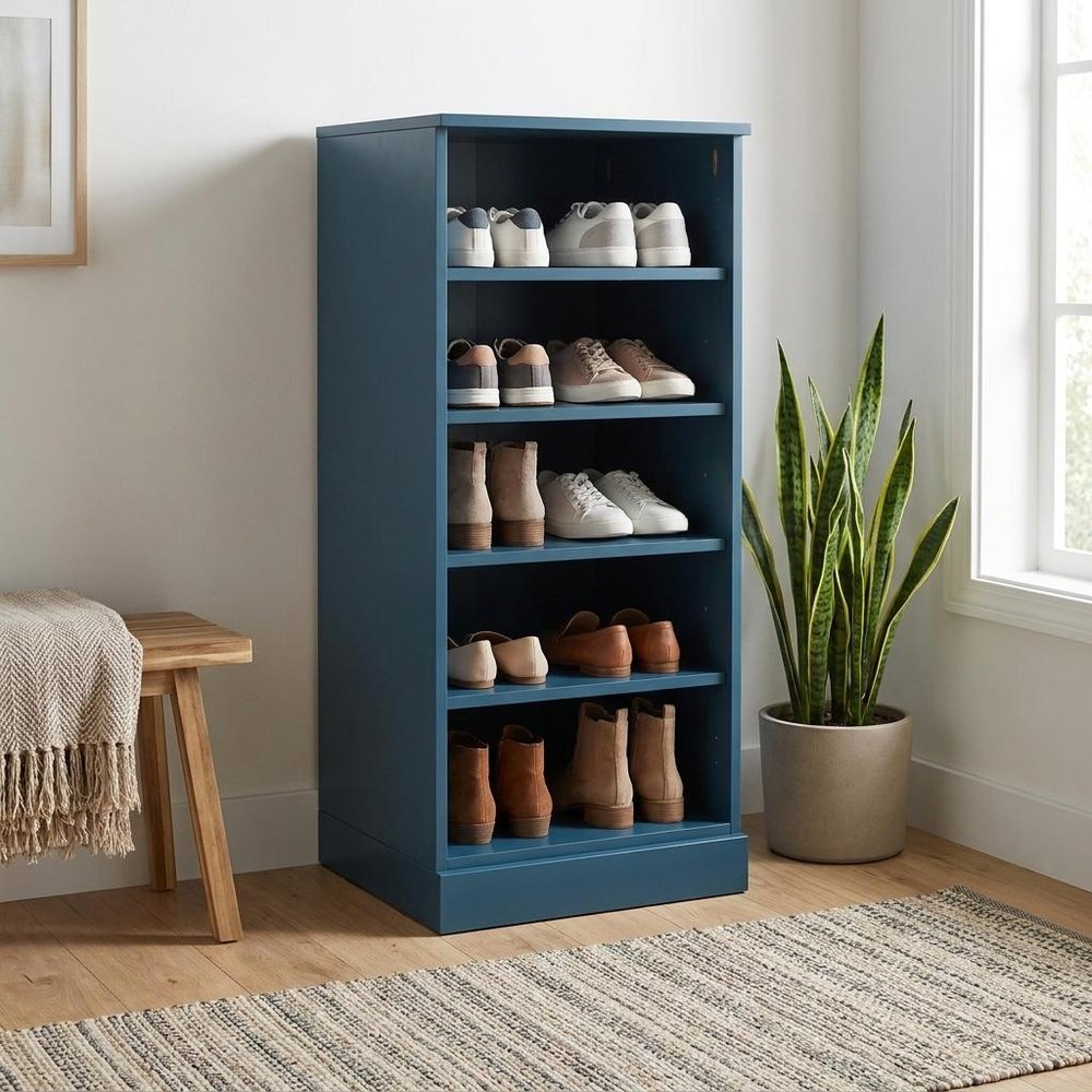 White Ten Pair Solid WoodShoe Storage Cabinet