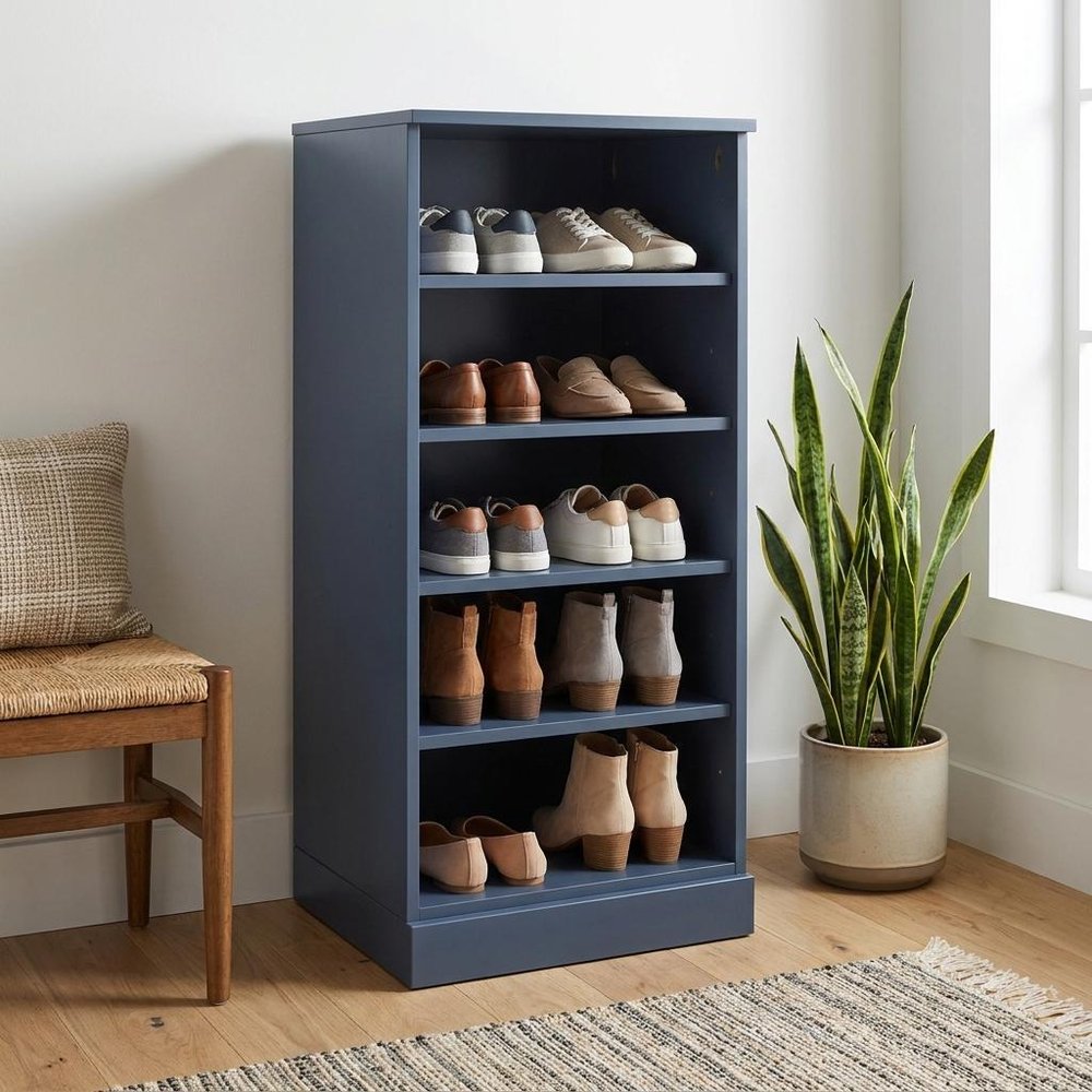 White Ten Pair Solid WoodShoe Storage Cabinet