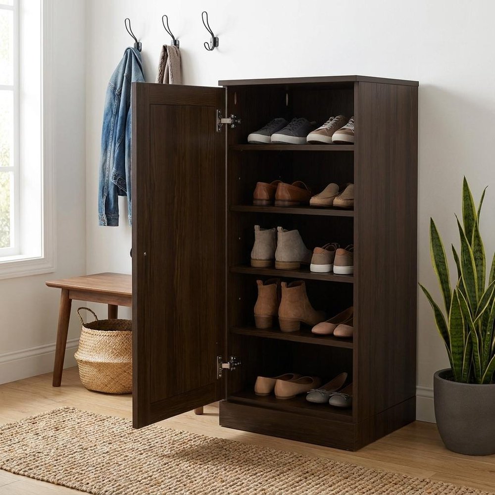 White Ten Pair Solid WoodShoe Storage Cabinet