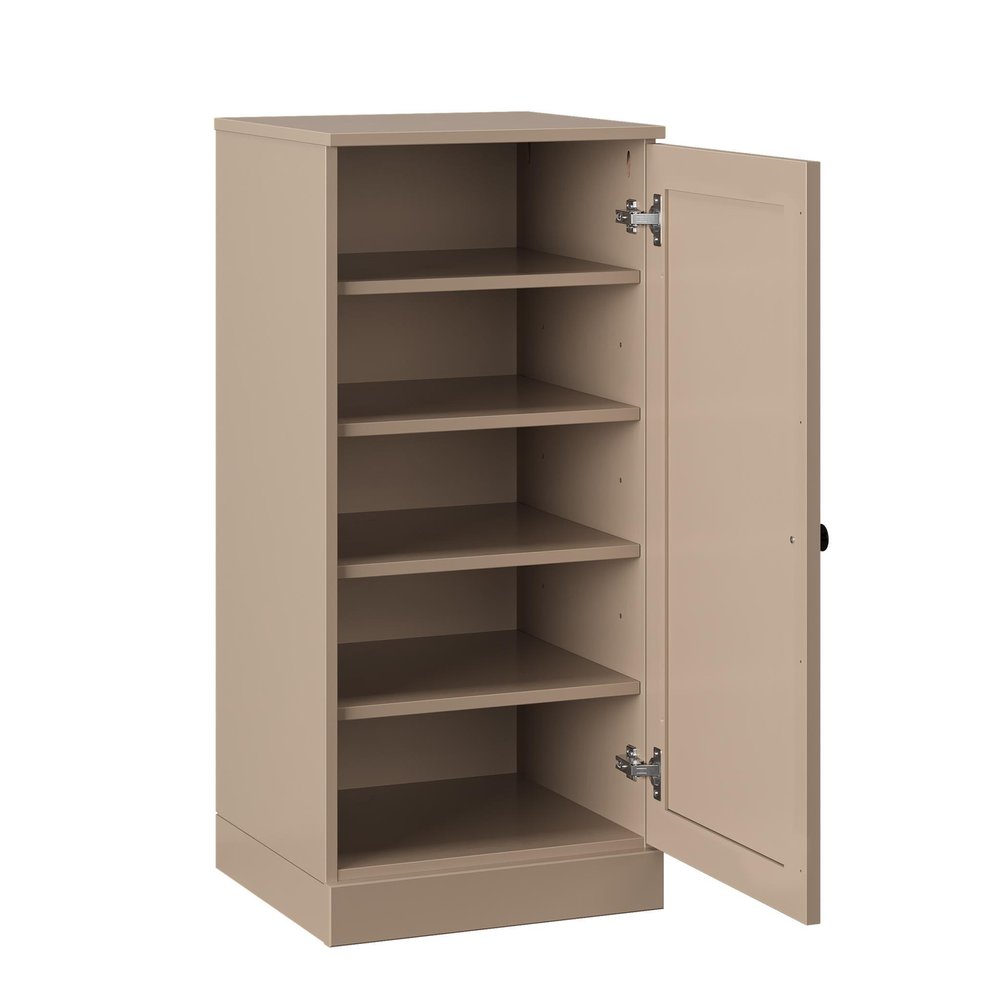 Beige Ten Pair Solid WoodShoe Storage Cabinet