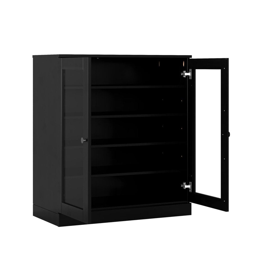 Black Twenty Pair Solid WoodShoe Storage Cabinet
