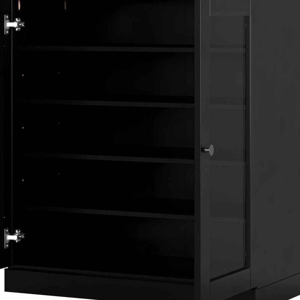 Black Twenty Pair Solid WoodShoe Storage Cabinet