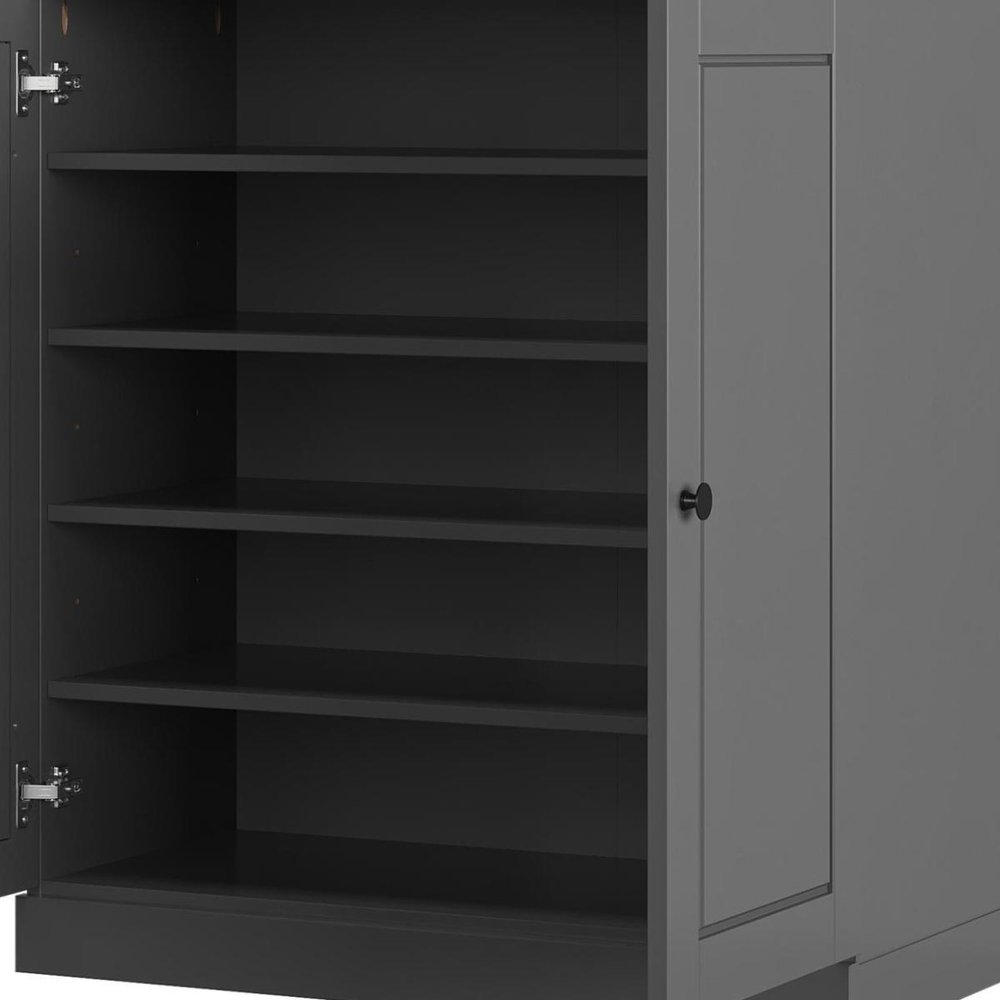 Gray Twenty Pair Solid WoodShoe Storage Cabinet